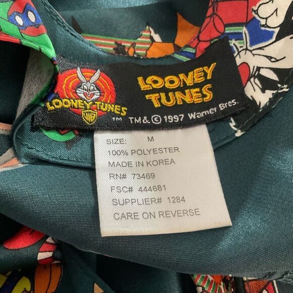 Vintage Looney Tunes Night Dress Gown Satin Chemise Christmas‎ Green M 97’s Y2K - Picture 3 of 9